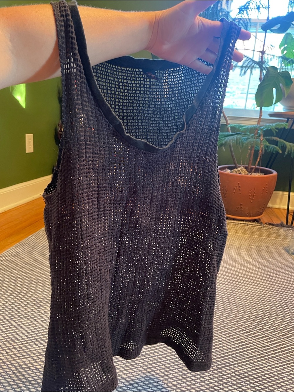 Vintage 100% cotton black mesh Tank Top